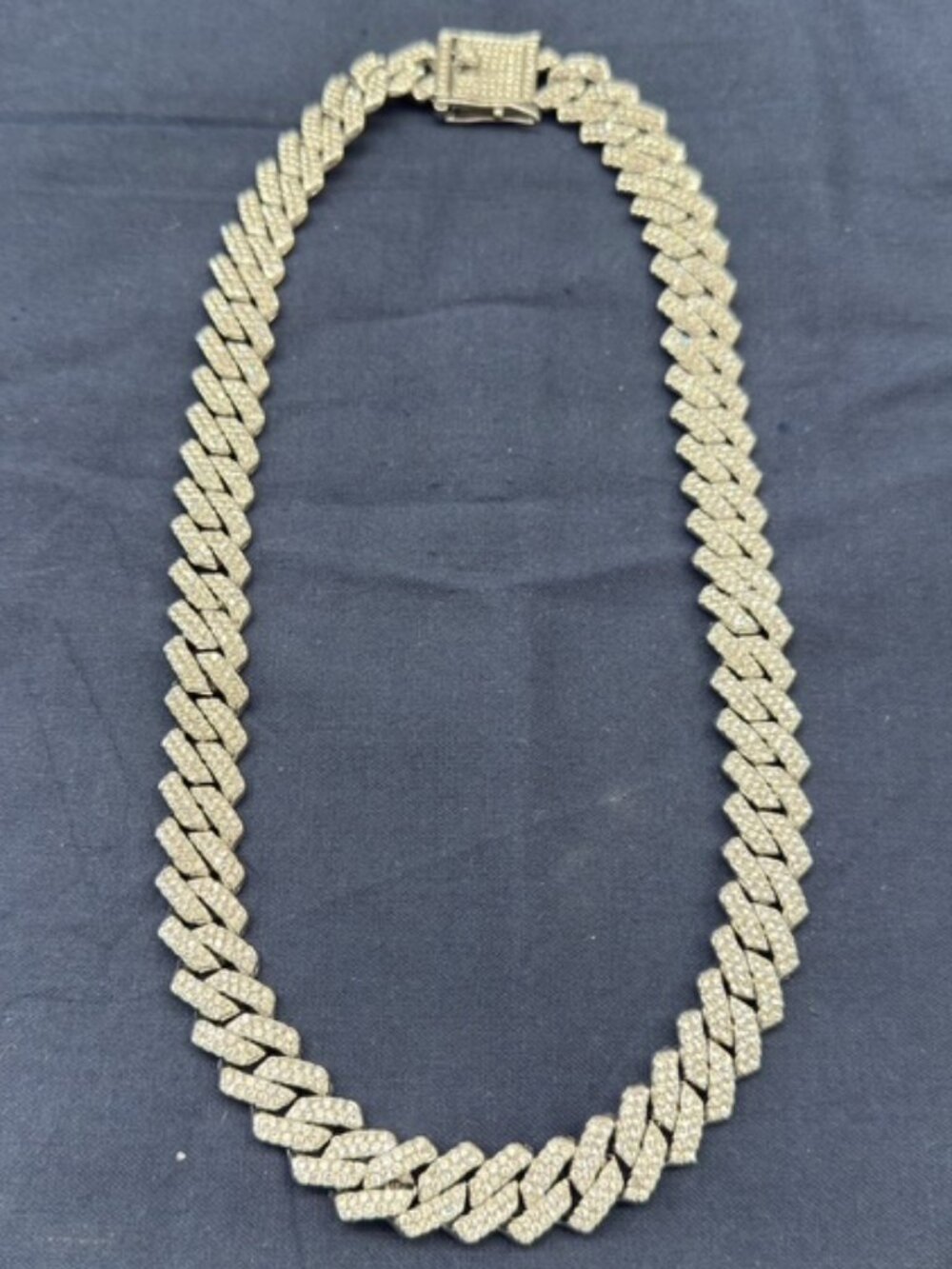 AJ USA Elements Men's 20in Silver Tone Iced out Cuban Chain Necklace NEW NO BOX